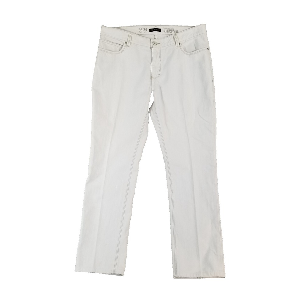 INC jeans men's 36 x 33 Copenhagen slim bootcut white denim pants retro